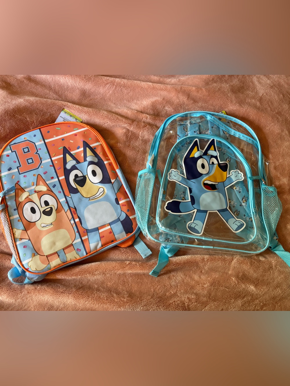 Bluey Kids Backpack Duo - Orange & Turquoise & Clear